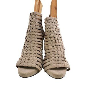 Fergalicious By Fergie Taupe Woven Strappy Stiletto Heels Womens 7.5 Wedding